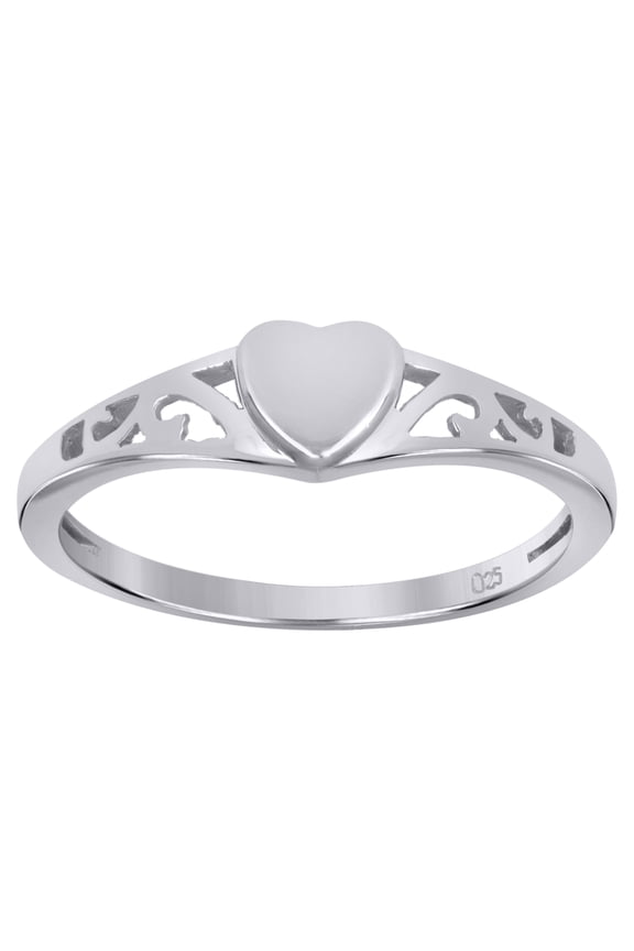 925 Sterling Silver Women's Engraveable Love Filigree Band Heart Ring | Size 5