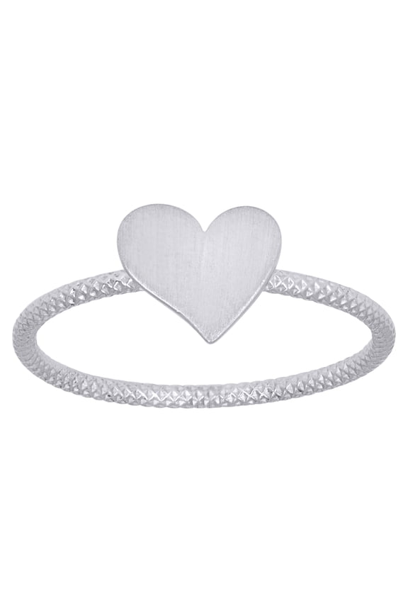 925 Sterling Silver Women's Engraveable Textured Faceted Heart Ring | Size 6