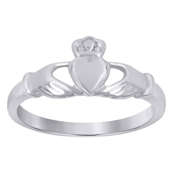 925 Sterling Silver Women's Polished 8mm Love Heart Claddagh Ring | Size 6