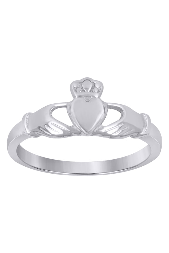925 Sterling Silver Women's Polished 8mm Love Heart Claddagh Ring | Size 8