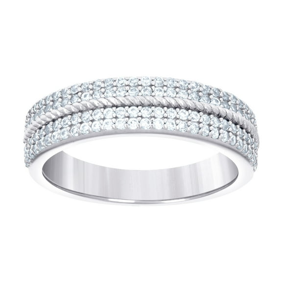 925 Sterling Silver Womens 0.71ct Moissanite Fashion Wedding Band Ring 5.6mm Long Size 5 Wedding Band for Women and Men