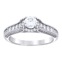 925 Sterling Silver Womens 1.39ct Moissanite Engagement Ring 6.3mm Wide Size 6 Engagement Ring for Women