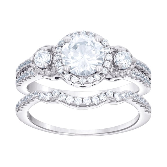 925 Sterling Silver Womens 1.82ct Moissanite Duo Ring Bridal Set Ring 7.1mm Long Size 6 Ring for Women