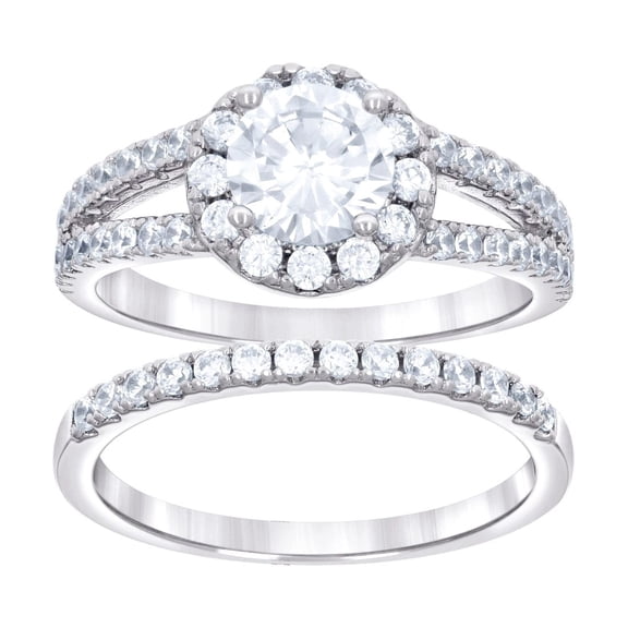 925 Sterling Silver Womens 2.28ct Moissanite Duo Ring Bridal Set Ring 6.8mm Long Size 8 Ring for Women