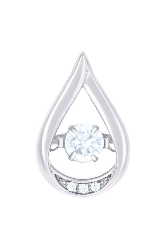 925 Sterling Silver Womens Aqua Cubic Zirconia Fashion Teardrop Slide Charm Pendant for Women