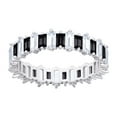 thumbnail image 1 of 925 Sterling Silver Womens Baguette Black White Cubic Zirconia Fashion Ring Size 7 Ring for Women, 1 of 2