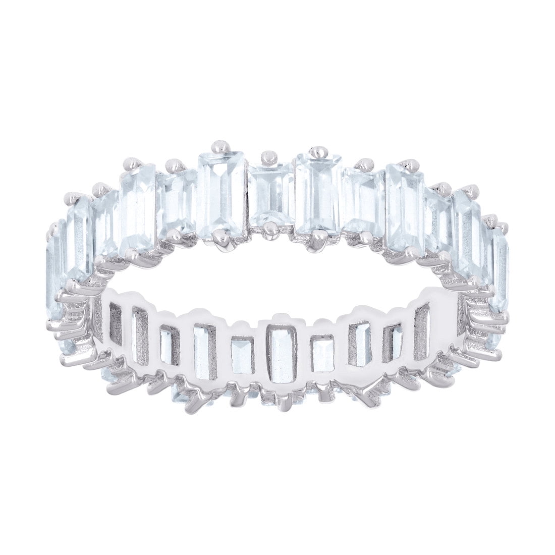 925 Sterling Silver Womens Baguette Cubic Zirconia Eternity Engagement Ring 5mm Wide Size 9 Eternity Ring for Women