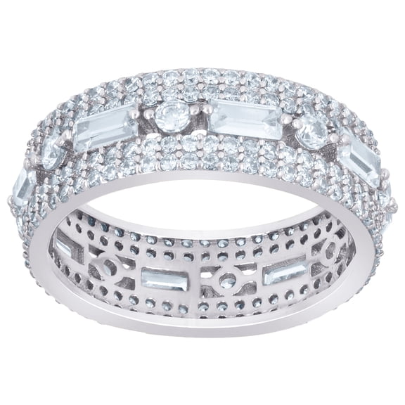 925 Sterling Silver Womens Baguette Cubic Zirconia Fashion Ring 6.2mm Wide Size 6 Ring for Women