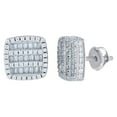 thumbnail image 1 of 925 Sterling Silver Womens Baguette Cubic Zirconia Square Stud Earrings 11.2mm Wide Stud Earring for Women, 1 of 2