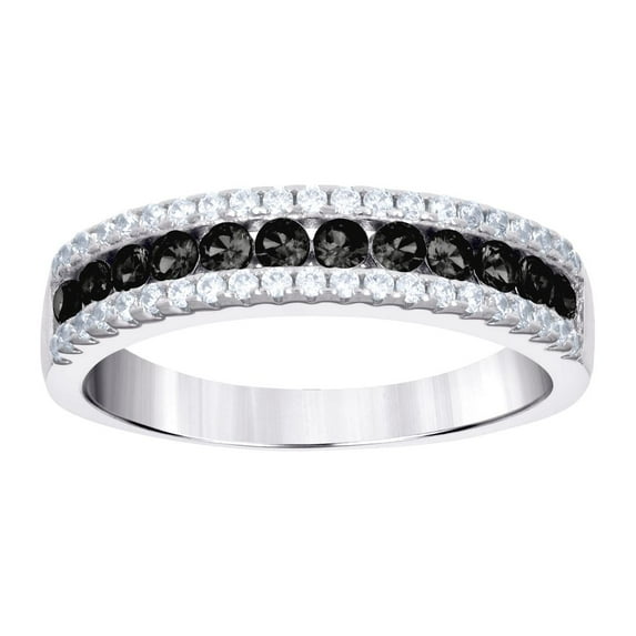 925 Sterling Silver Womens Black White Cubic Zirconia Fashion Ring Size 8 Ring for Women - 3.7 Grams