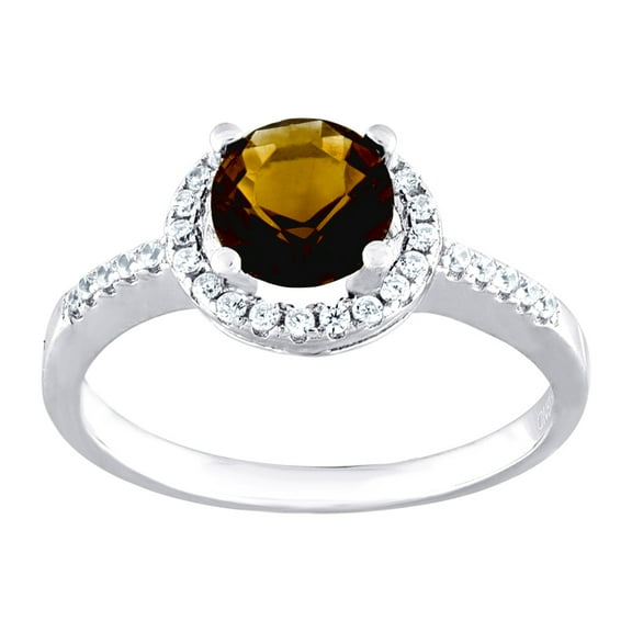 925 Sterling Silver Womens Brown Cubic Zirconia Fashion Ring Size 9 8.2x1.6mm Wide Ring for Women