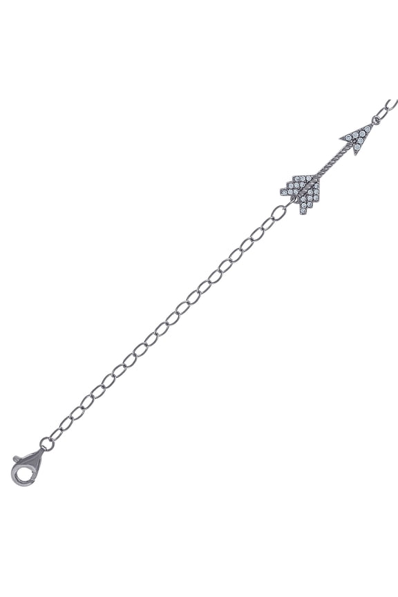 925 Sterling Silver Womens Cubic Zirconia Arrow Charm Bracelet Charm Bracelet for Women - 1.6 Grams