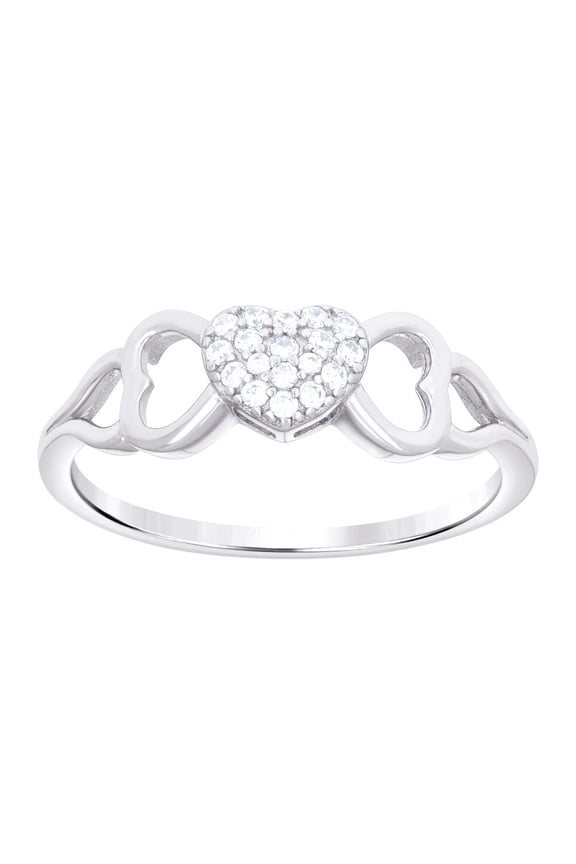 925 Sterling Silver Womens Cubic Zirconia Bow Love Heart Ring 6.8x1.2mm Wide Size 7 Statement Ring for Women