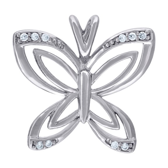 925 Sterling Silver Womens Cubic Zirconia Butterfly Angel Wings Charm Pendant Necklace 18.6x9.7mm Wide Pendant for Women