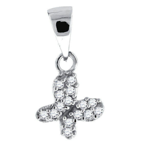925 Sterling Silver Womens Cubic Zirconia Butterfly Angel Wings Cluster Charm Pendant Necklace for Women
