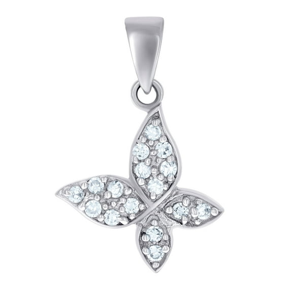 925 Sterling Silver Womens Cubic Zirconia Butterfly Angel Wings Fashion Charm Pendant Necklace Pendant for Women