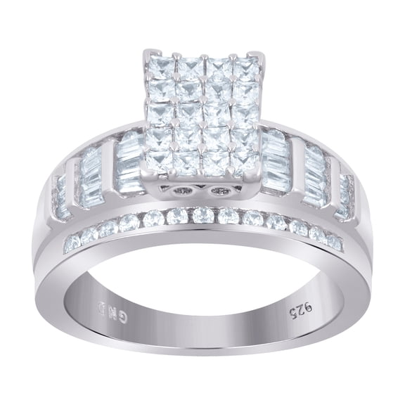 925 Sterling Silver Womens Cubic Zirconia Cinderella Ring Size 6 8.7x8.8mm Wide Ring for Women