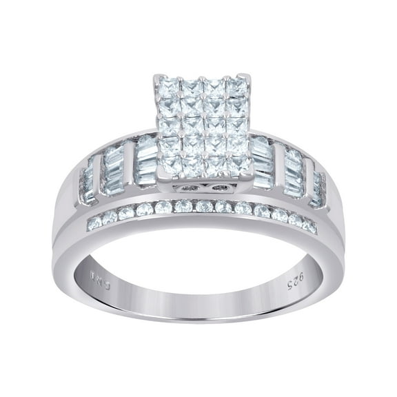 925 Sterling Silver Womens Cubic Zirconia Cinderella Ring Size 8 8.7x8.8mm Wide Ring for Women