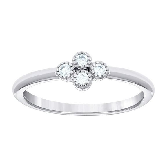 925 Sterling Silver Womens Cubic Zirconia Clover Good Luck Ring 5.3x1.2mm Wide Size 6 Ring for Women