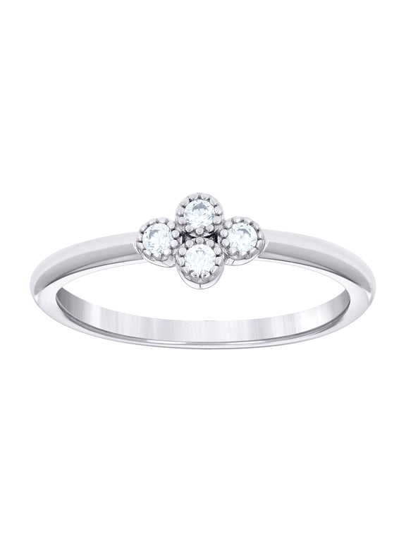 925 Sterling Silver Womens Cubic Zirconia Clover Good Luck Ring 5.3x1.2mm Wide Size 7 Ring for Women
