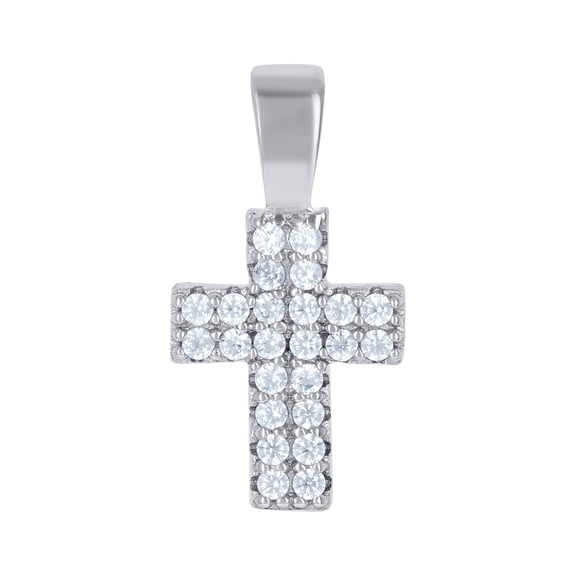 925 Sterling Silver Womens Cubic Zirconia Cross Religious Charm Pendant Necklace 16.7x8.6mm Wide Pendant for Women