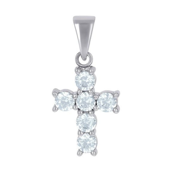 925 Sterling Silver Womens Cubic Zirconia Cross Religious Charm Pendant Necklace 19.7x9.3mm Wide Pendant for Women