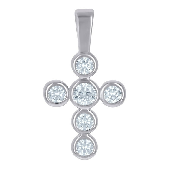 925 Sterling Silver Womens Cubic Zirconia Cross Religious Charm Pendant Necklace 20.6x11.1mm Wide Pendant for Women