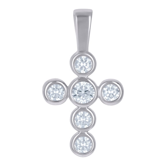 925 Sterling Silver Womens Cubic Zirconia Cross Religious Charm Pendant Necklace 20.6x11.1mm Wide Pendant for Women