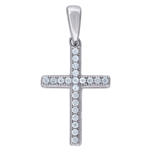 925 Sterling Silver Womens Cubic Zirconia Cross Religious Charm Pendant Necklace 26.2x14.7mm Wide Pendant for Women
