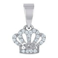 thumbnail image 1 of 925 Sterling Silver Womens Cubic Zirconia Crown Fashion Charm Pendant Necklace 15x9.7mm Wide Pendant for Women, 1 of 2