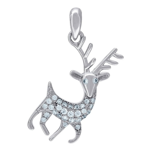 925 Sterling Silver Womens Cubic Zirconia Deer Charm Pendant Necklace 18.4x10.4mm Wide Pendant for Women