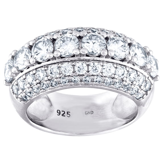 925 Sterling Silver Womens Cubic Zirconia Dome Shape Size 11 10mm Cluster Ring Band Ring for Women and Men
