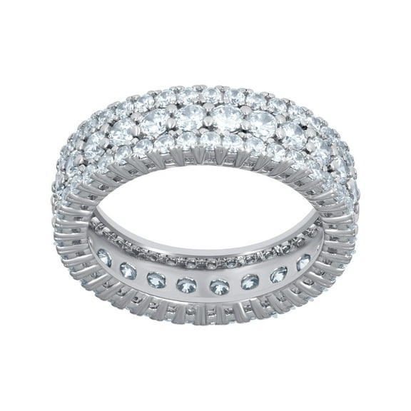 925 Sterling Silver Womens Cubic Zirconia Fashion Band Ring Size 7 6mm Long Ring for Women and Men