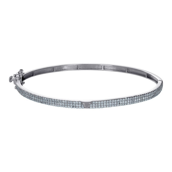 925 Sterling Silver Womens Cubic Zirconia Fashion Bangle Cuff Bracelet for Women - 9.2 Grams