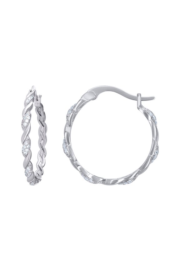 925 Sterling Silver Womens Cubic Zirconia Fashion Earring 21.8x21.5mm Wide Stud Earring for Women