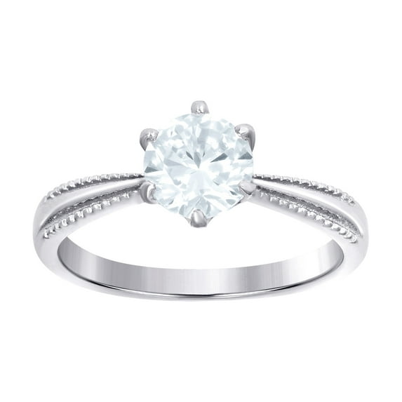 925 Sterling Silver Womens Cubic Zirconia Fashion Engagement Ring 2.5mm Wide Size 8 Engagement Ring for Women