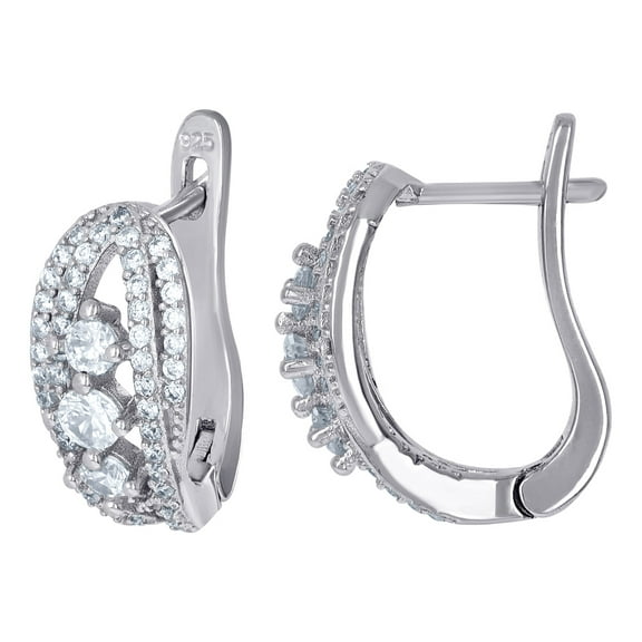 925 Sterling Silver Womens Cubic Zirconia Fashion French Clip Earrings 16.3x8.1mm Wide Clip on Earring for Women