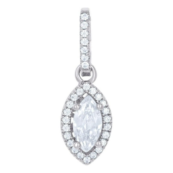 925 Sterling Silver Womens Cubic Zirconia Fashion Marquise Charm Pendant Necklace 21.2x7.1mm Wide Pendant for Women
