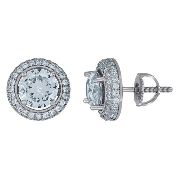 925 Sterling Silver Womens Cubic Zirconia Fashion Stud Earrings 11.4mm Wide Stud Earring for Women