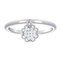 925 Sterling Silver Womens Cubic Zirconia Flower Dangle Fashion Ring 8.5mm Wide Size 7 Ring for Women