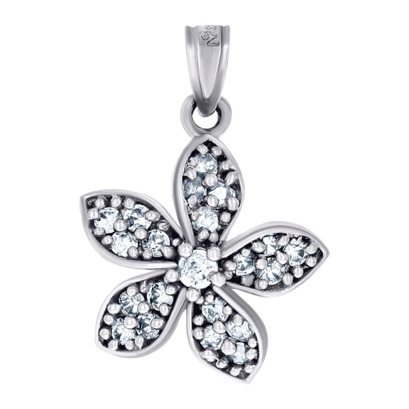 925 Sterling Silver Womens Cubic Zirconia Flower Fashion Charm Pendant Necklace Pendant for Women