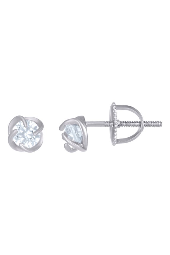 925 Sterling Silver Womens Cubic Zirconia Flower Fashion Stud Earrings 4.4mm Wide Stud Earring for Women