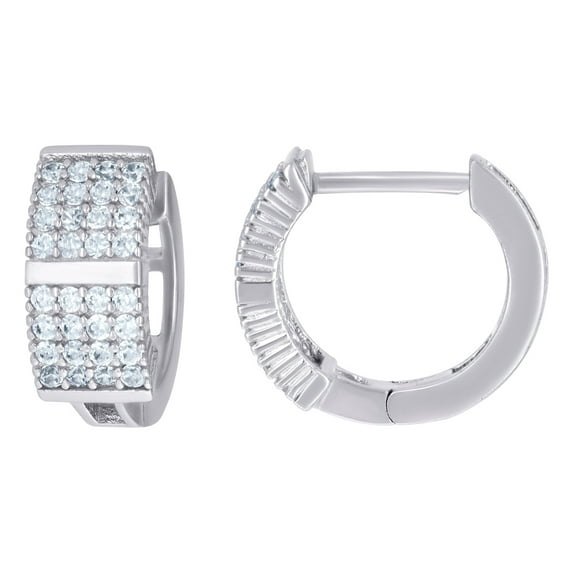 925 Sterling Silver Womens Cubic Zirconia Four Row Endless Hoop Earrings 4.7mm Wide Hoop Earring for Women