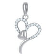 thumbnail image 1 of 925 Sterling Silver Womens Cubic Zirconia Heart Love Charm Pendant Necklace 24.9x13mm Wide Pendant for Women, 1 of 2