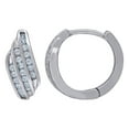 thumbnail image 1 of 925 Sterling Silver Womens Cubic Zirconia Huggie Hoop Earrings 13.3x14.4mm Wide Hoop Earring for Women, 1 of 2
