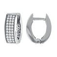 thumbnail image 1 of 925 Sterling Silver Womens Cubic Zirconia Huggie Hoop Earrings 14.3x5.2mm Wide Hoop Earring for Women, 1 of 2