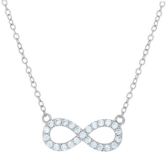 925 Sterling Silver Womens Cubic Zirconia Infinity Charm Necklace 6.9x15.9mm Wide Pendant Necklace for Women