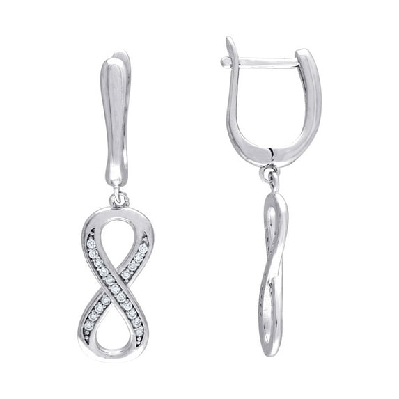 925 Sterling Silver Womens Cubic Zirconia Infinity Dangling Snap Earrings Stud Earring for Women