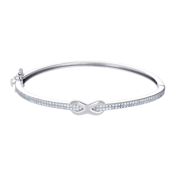 925 Sterling Silver Womens Cubic Zirconia Infinity Love Bangle 57mm Long Cuff Bracelet for Women