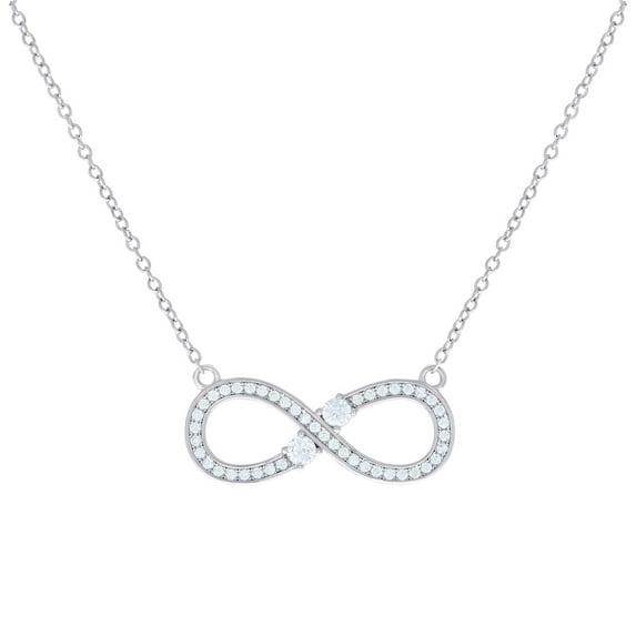 925 Sterling Silver Women Cubic Zirconia Rolo Link Infinity Necklace Pendant Necklace for Women